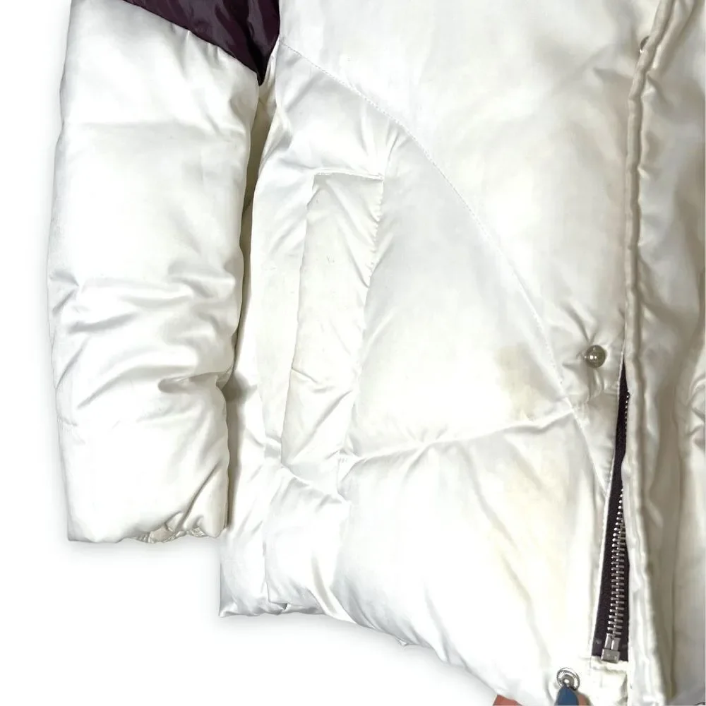 Maje Color-block H18 Brax Puffer Winter Jacket Oversized White Purple Size S